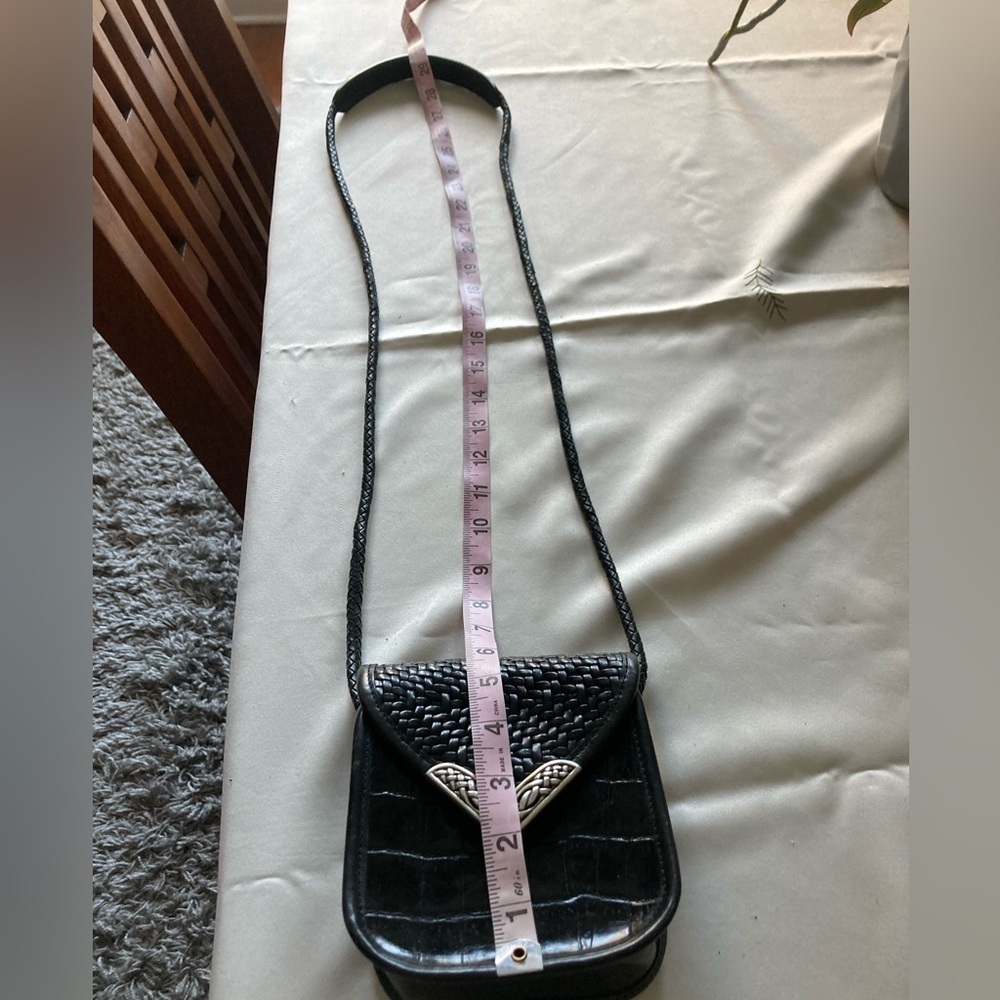 Brighton Shoulder Bag Mini Petite Silver Butterfly Woven & Croco Black Leather - Picture 8 of 8